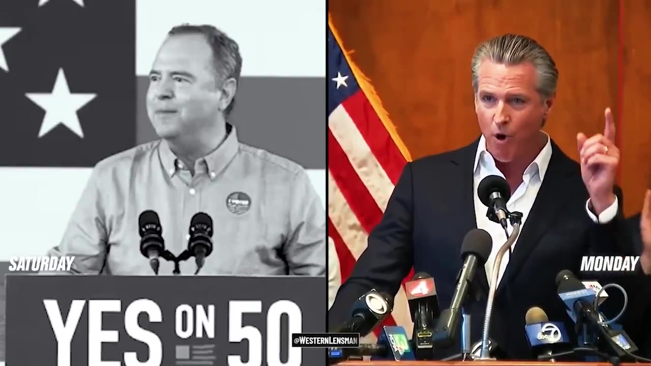 Gavin has been reduced to stealing his big applause lines from Adam Schiff