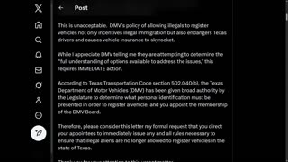 Brian Harrison: The Texas DMV confirmed to me that they ARE ISSUING VEHICLE REGISTRATIONS TO ILLEGAL ALIENS!