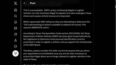 Brian Harrison: The Texas DMV confirmed to me that they ARE ISSUING VEHICLE REGISTRATIONS TO ILLEGAL ALIENS!