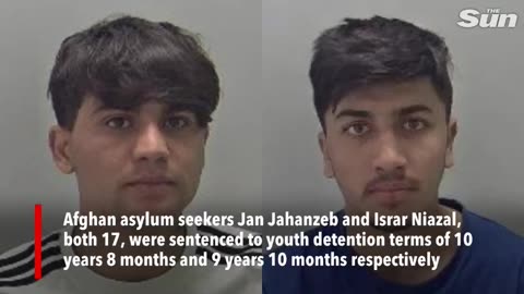 Chilling footage shows two Afghans, who had only arrived in the UK via a donghy months