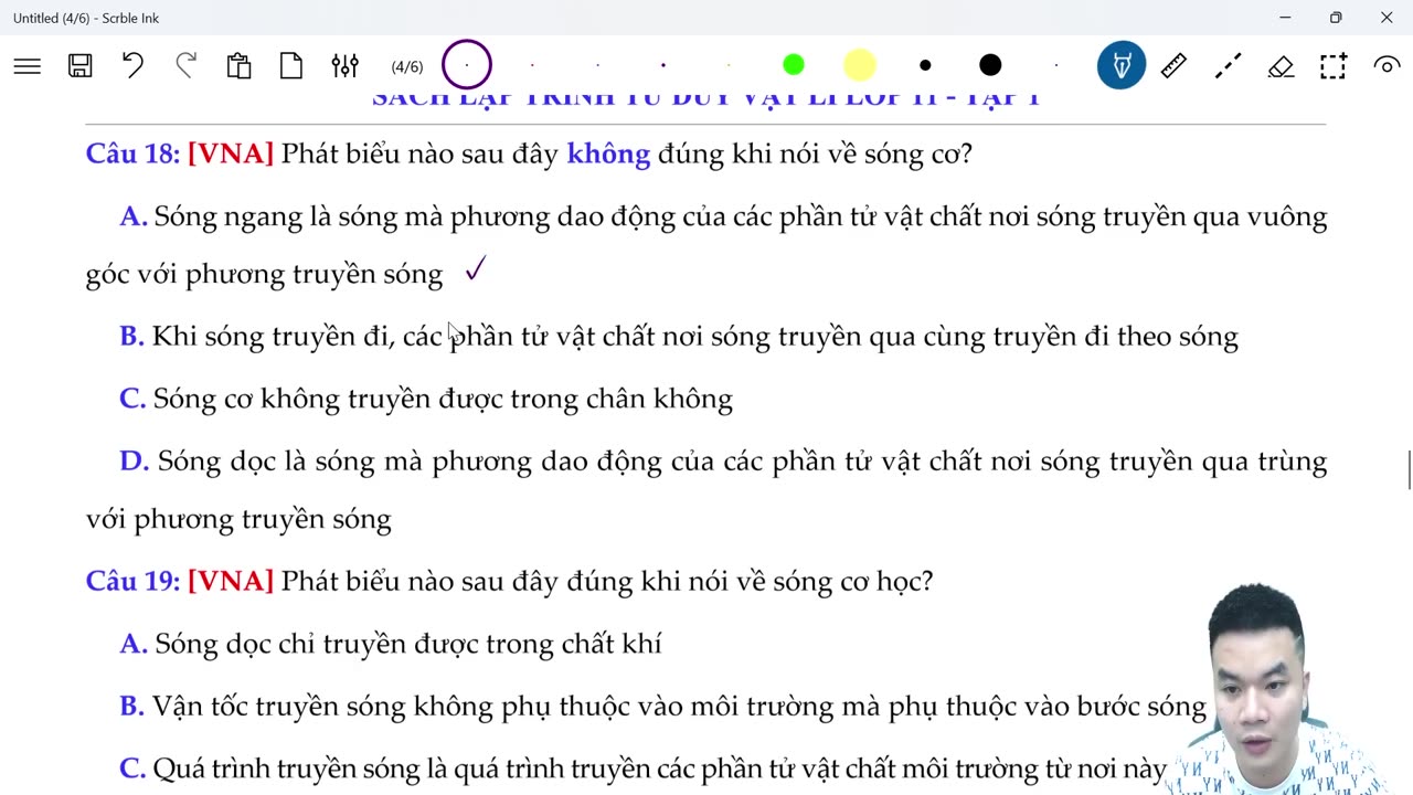 Bài 0206 Sóng ngang, sóng dọc, sự truyền năng lượng sóng cơ ts2 Bài tập tự luyện 12 Phút