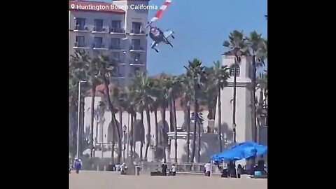 Helicopter spiral's out of control & crashes in trees - Huntington Beach, California