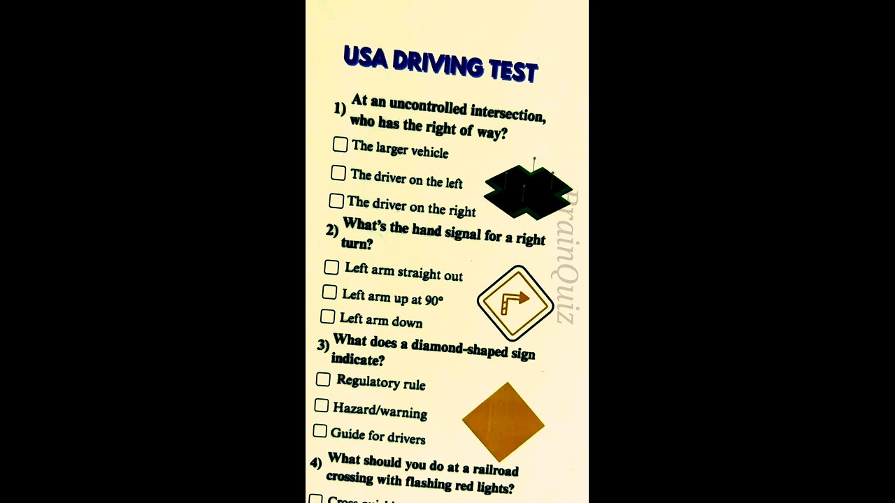 US DRIVING Test #drivingtesttips #usdriving #drivinglessons #usa #triviatricks #quiztime #brainquiz