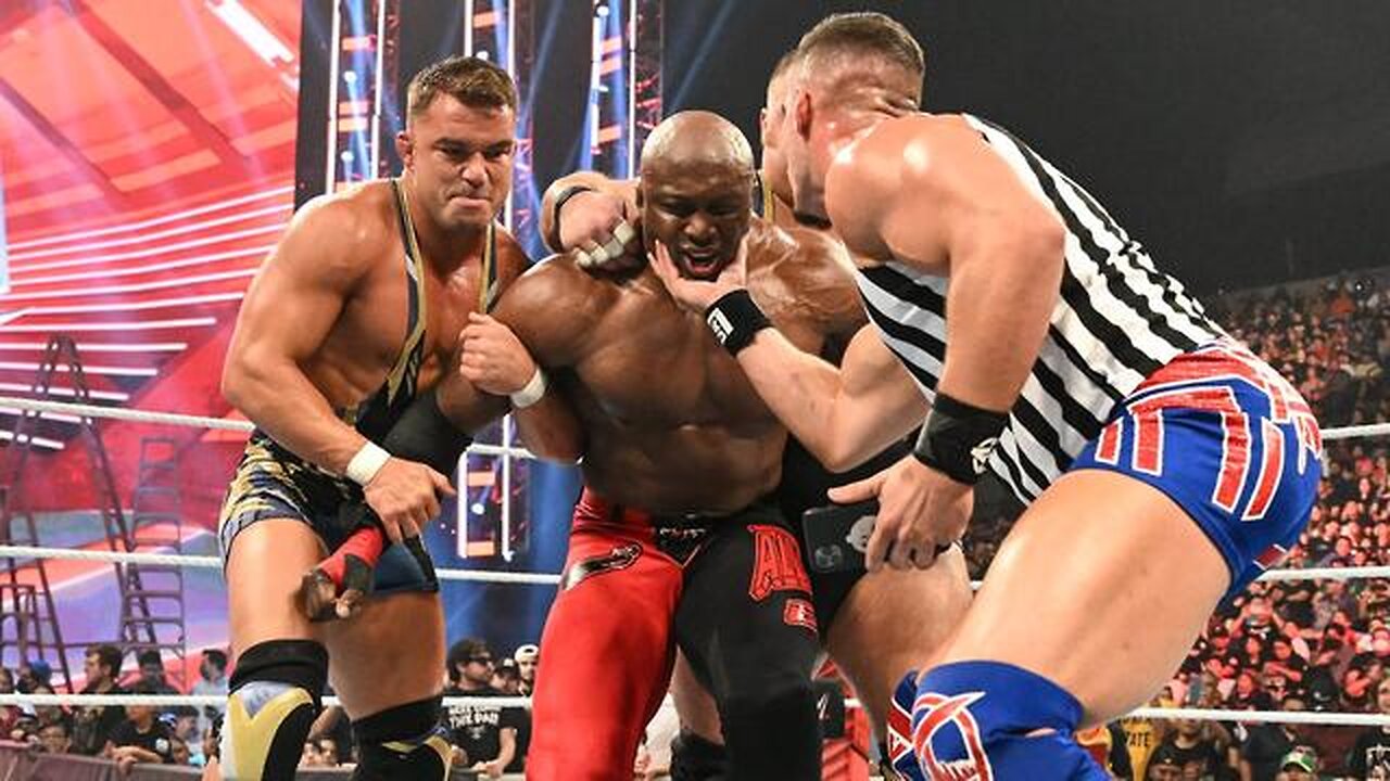 Bobby Lashley thwarts a post-match attack from Theory & Alpha Academy: Raw, June 27, 2022 @wwefree