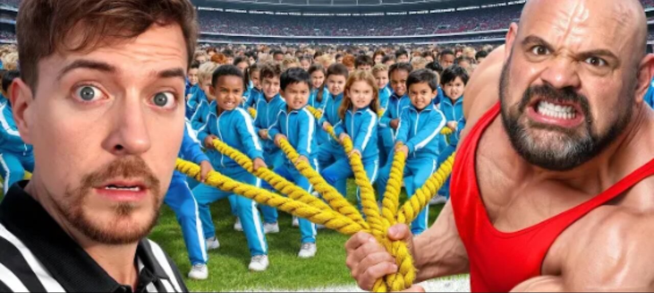 100 Kids Vs World strongest man #MrBeast