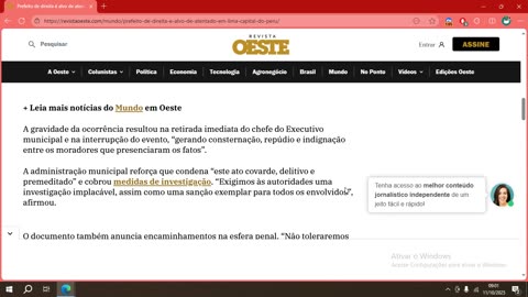 Prefeito de direita é alvo de atentado em Lima, capital do Peru.mp4