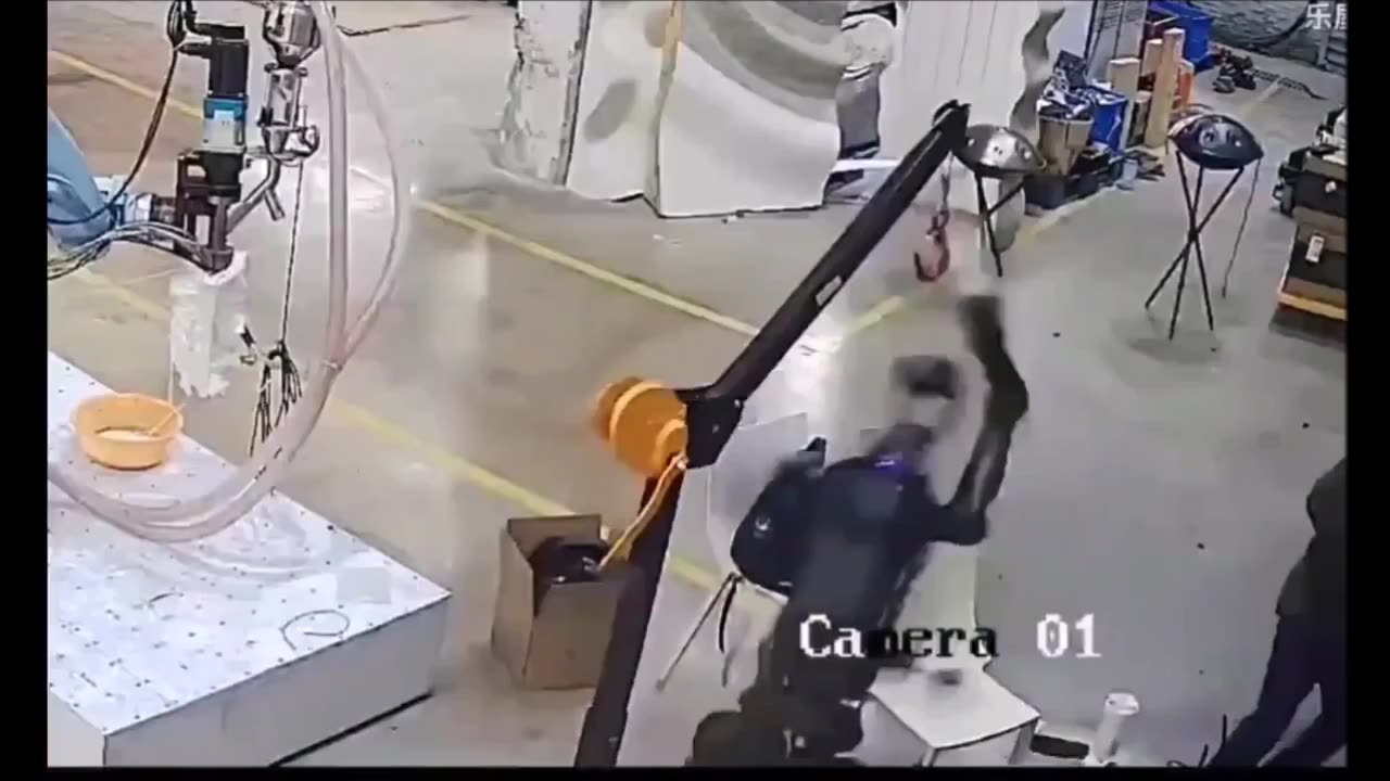 China humanoid robot suddenly goes wild during a demo