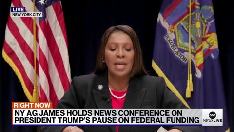 LETITIA JAMES SUES TRUMP OVER FEDERAL AID FREEZE.