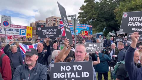 Crowds gather outside Labour Conference in Liverpool (ACC waterfront) to protest digital ID, 