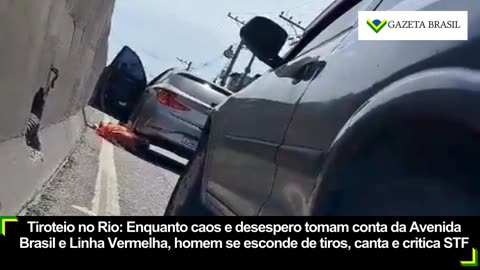 Homem se Esconde de tiros, Canta e Critica STF em Meio ao Caos na Avenida Brasil e Linha Vermelha