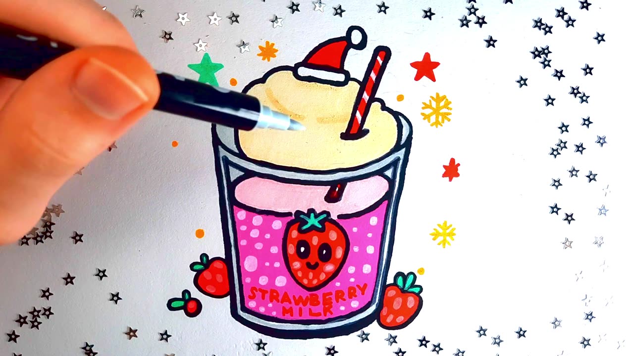 Draw Strawberry Milk 🍓🥛 | Aesthetic Drawing
