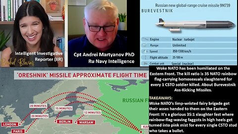 Cpt Andrei Martyanov PhD Ru Navy Intel: Woke NATO has been humiliated on the Eastern Front. The kill ratio is 35 NATO rainbow flag-carrying homosexuals slaughtered for every 1 CSTO soldier killed. About Burevestnik Ass-Kicking Missiles.