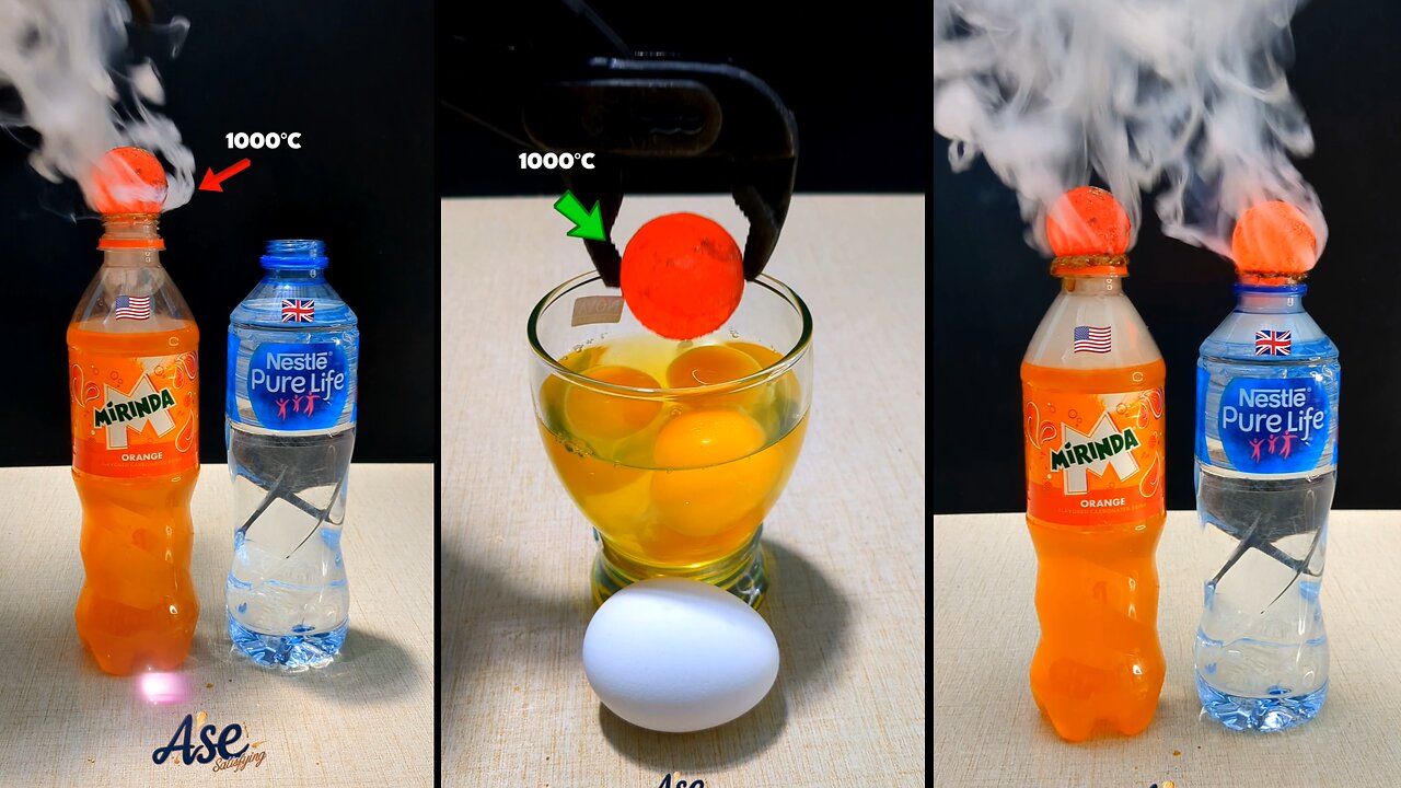 1000°C RHCB vs Miranda+Water 💦 😱 what’s next? #asmr #experiment #satisfying #rhcb #science