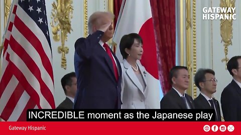 INCREDIBLE moment as the Japanese play the Star Spangled Banner 4 President Trump in Akasaka Palace
