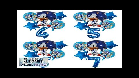 6pcs Sonic Theme Party Supplies Set Foil Globlos Star Balloons Kids Hedgehog Review