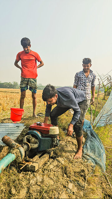 The water irrigation engine is starting