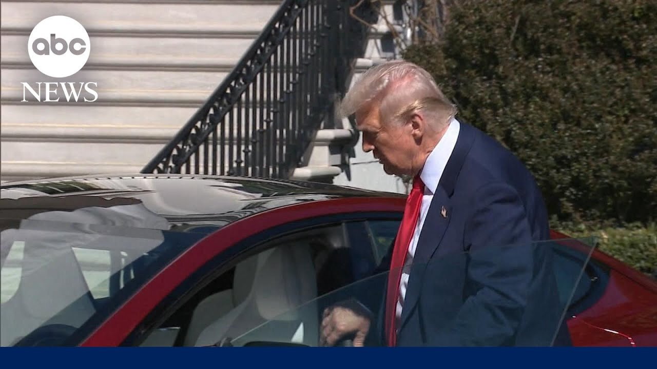 Trump checks out Teslas at White House as Musk's auto company stock sinks