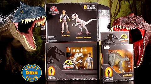 Jurassic World 2 Hammond Collection Dinosaur Toys Unboxed Dr Alan Grant & Velociraptor, Stegosaurus