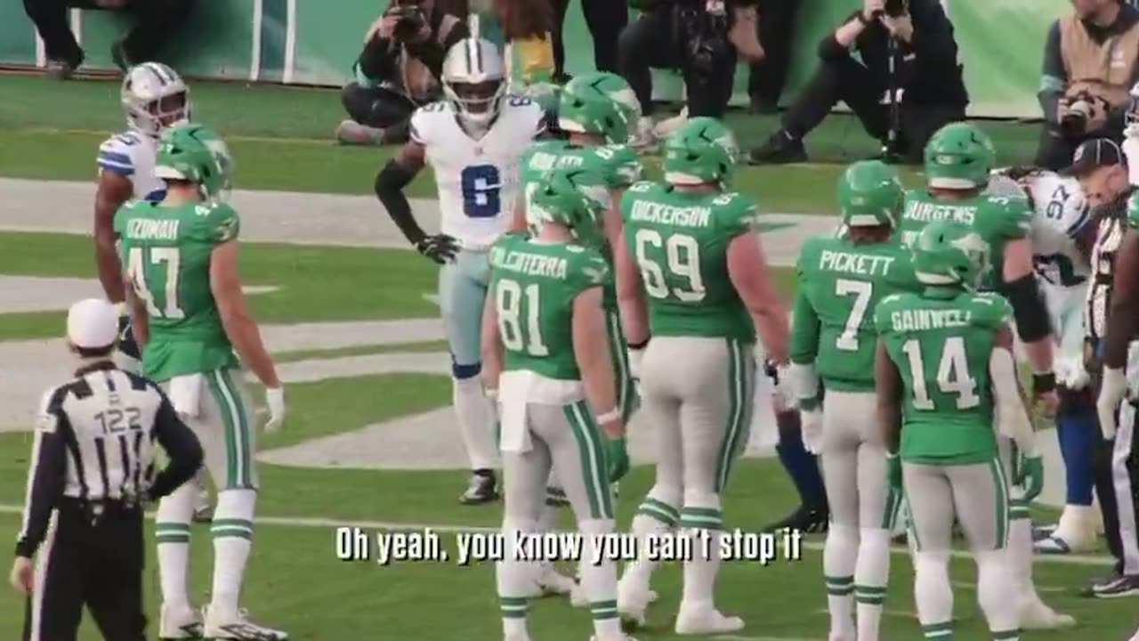Jordan Mailata talks trash to Dallas Cowboys before running Tush Push, Kenny Pickett TD