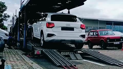 You Have to See This Audi Car Unloading! Open Trailer Action 🚗🔥