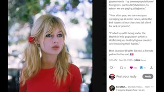 Britt Bardot was arrested for soaking up against mass migration