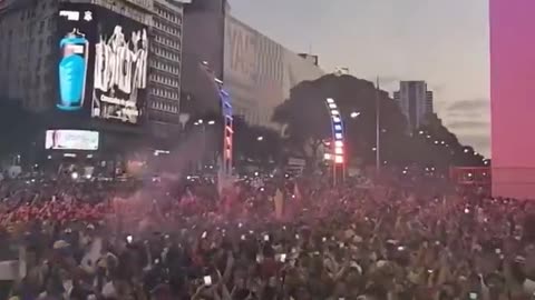 Venezuelans dancing and celebrating in the streets that a dictator is gone.