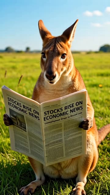 Kangaroo reading the Newspaper