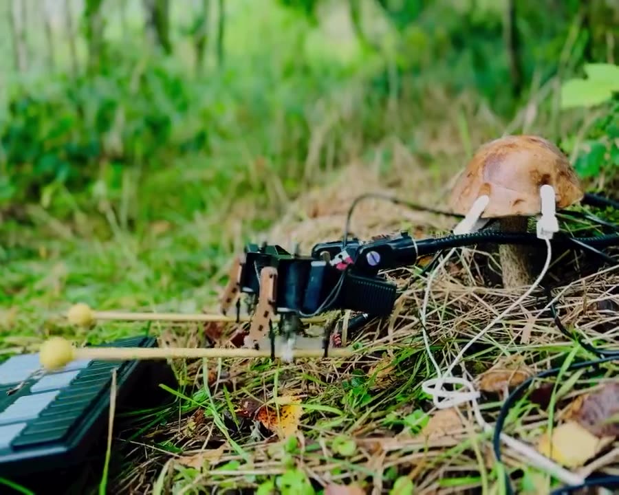 A mushroom producing music through its bioelectric signals