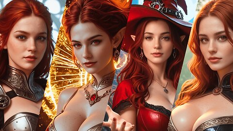 Flames Through Time: The Mysterious Redhead Beauty Vol. 1 | AI Girl Lookbook | Sorceress | Warrior