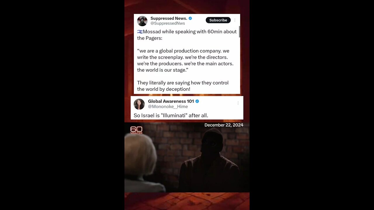 CBS 60 Minutes interviewed Israeli Mossad on Sunday December 22nd.