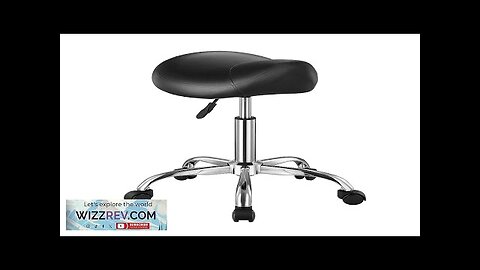 Saddle Stool Swivel Stool with Wheels PU Leather Height Adjustable Black Review