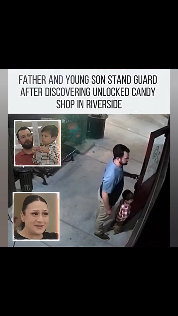 Father and son guard unlocked candy shop in Riverside until owner returns #riverfronttown #japd