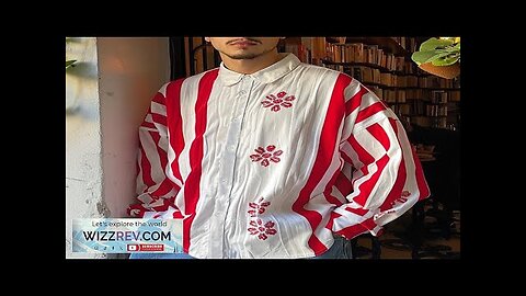 INCERUN Mens Floral Print Striped Long Sleeve Shirt Fashion Casual Button Review