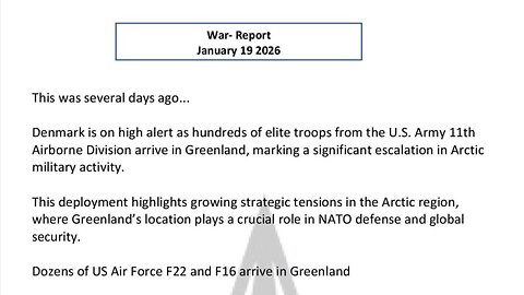 WAR REPORT - JAN 19 2026 - DENMARK IS ON HIGH ALERT