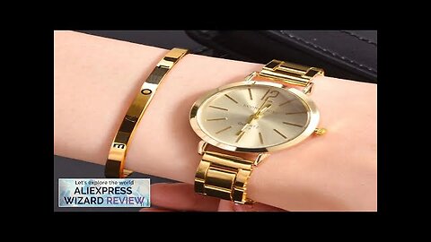 2pcs Set Watch Luxury Women Simple Dial Hollow Strap Fashion Gold Bracelet Review