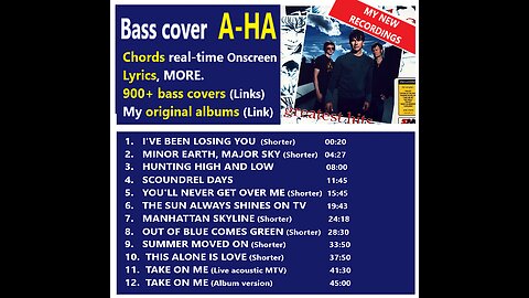 Bass cover A-HA (Final, my new recordings) _ 900+ bass covers (LINK) _ Chords on-screen, Lyrics, MORE