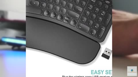 Arteck Split Ergonomic Keyboard with Cushioned Wrist and Palm Rest, 2.4G USB Wir