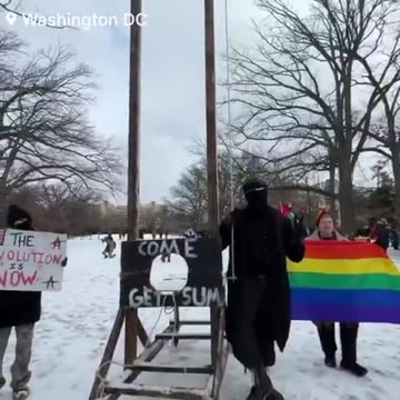 DEMOCRATS SET UP GUILLOTINE OUTSIDE CAPITOL BUILDING.