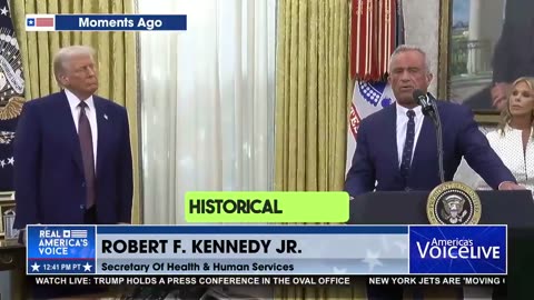 RFK Jr delivers a tribute to President Trump after being sworn-in as HHS Secretary.