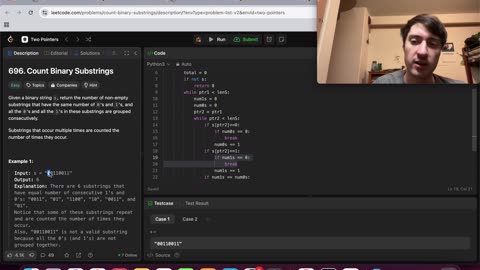 LeetCode Beginner Attempts To Solve 696 Count Binary Substrings (FAILURE) 🔴Live