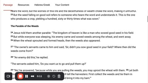from Matt 13 The Parable of the Weeds