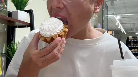 Cream Pastry Leaves Teeth-Shaped Imprint on Lip