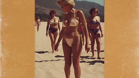 Older Women on the Beach - Retro