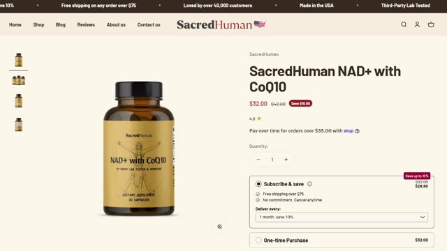 SacredHuman 20% off End of Summer Sale ends tomorrow! New NAD+CoQ10 amazing for energy and healthy aging!