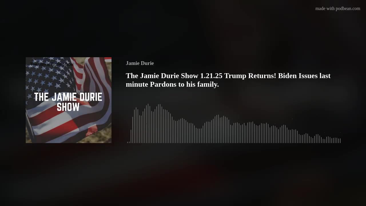 The Jamie Durie Show 1.21.25 Trump Returns! Biden Issues last minute Pardons to his family.