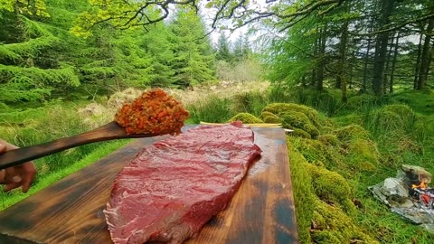 Epic Beef Lollipops Cooked in Nature 🌲 ASMR Fire Sound | GeniusSri