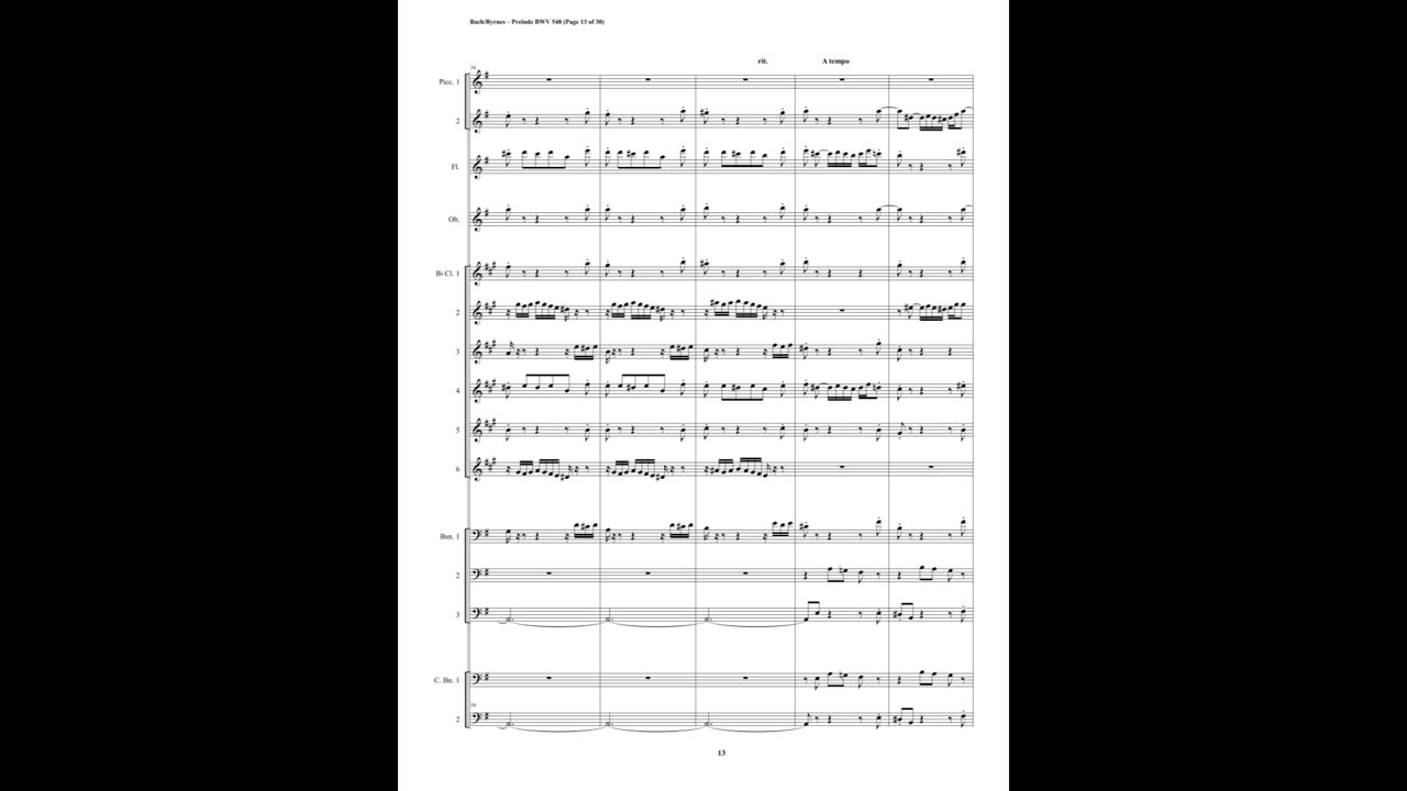 J.S. Bach – Prelude in E Minor (Wedge), BWV 548 (Woodwind Choir)