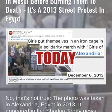 Fact Check: Photo Does NOT Show ISIS Caging Yazidi Women In Mosul Before Burning Them To Death