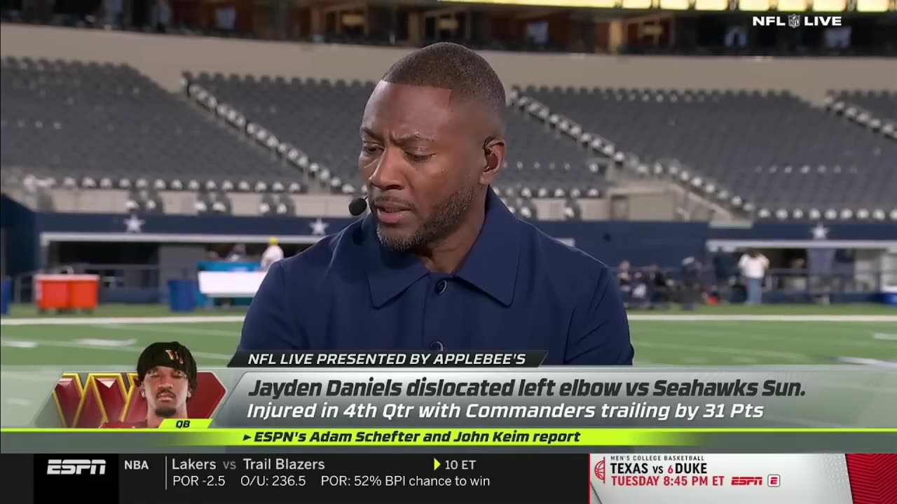 NFL LIVE | "This was malpractice by Dan Quinn" - Ryan Clark on Jayden Daniels' injury vs. Seahawks