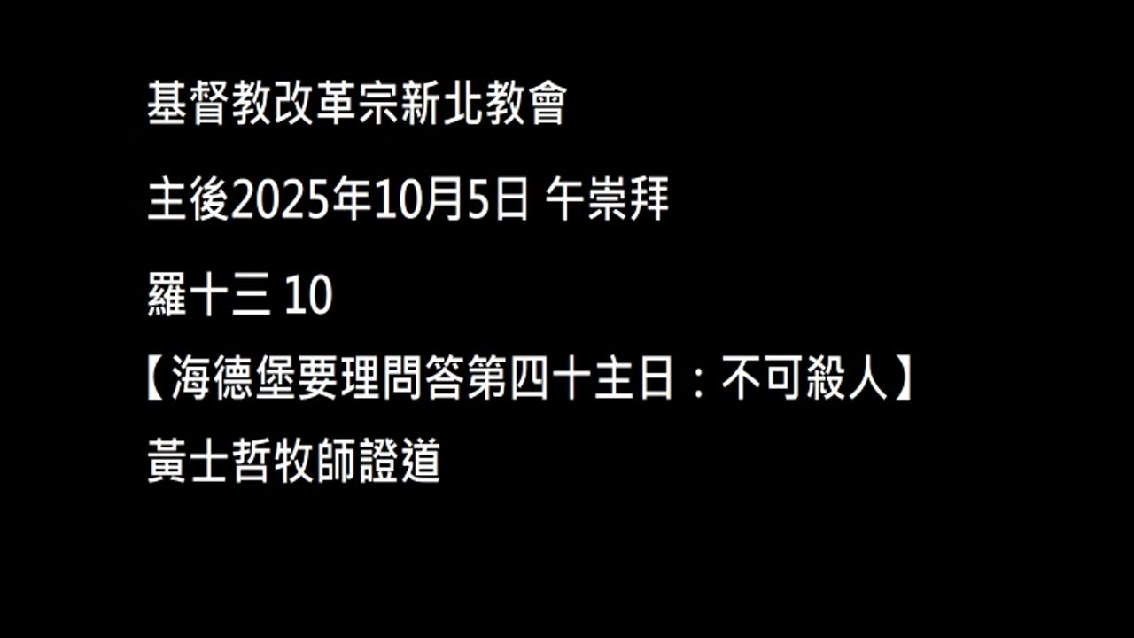 【海德堡要理問答第四十主日：不可殺人】
